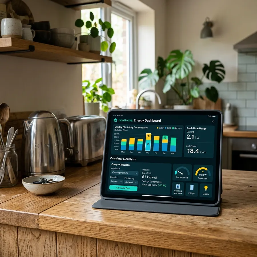 Calculadora de consumo eléctrico mensual (kWh)
